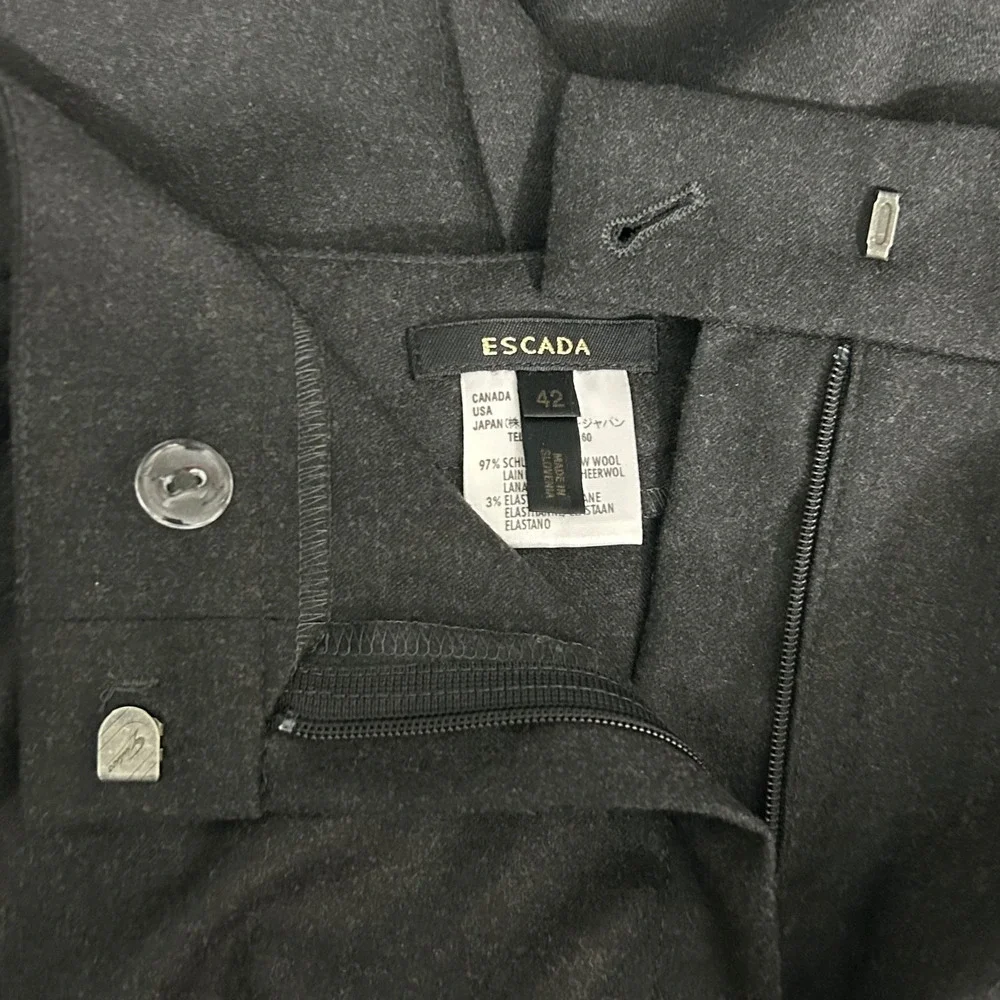 Escada Dark Gray Wool Blend Straight Leg Dress Pants Trousers Size 12 US/42‎ EU
